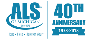ALS of Michigan: Hope. Help. Here For You. Logo and Link to Homepage.