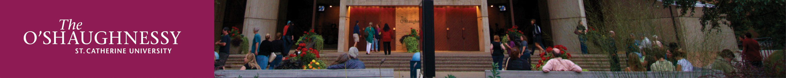 Every Student. Every Year. Purple banner with half the rose window symbol overlayed in background.